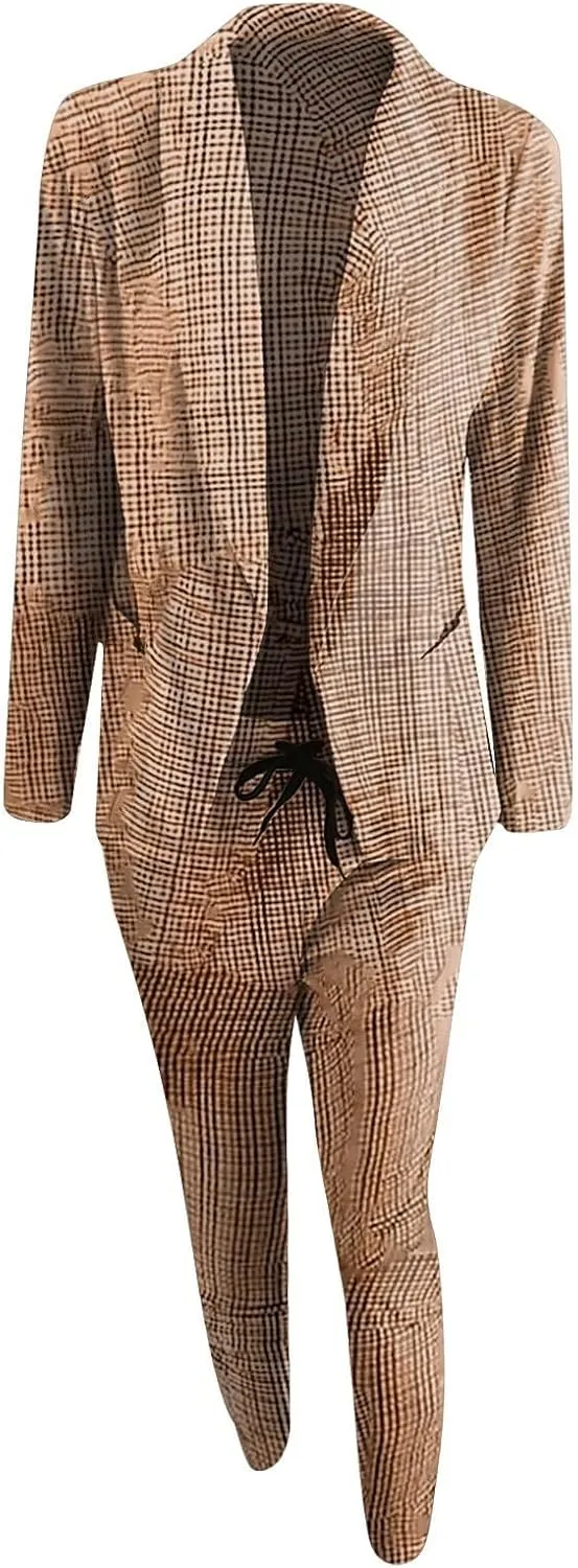 Pants Suits for Women Dressy Business Casual Outfits Blazer Sets Pant Suits 2 Piece Set Work Outfits Office Clothing