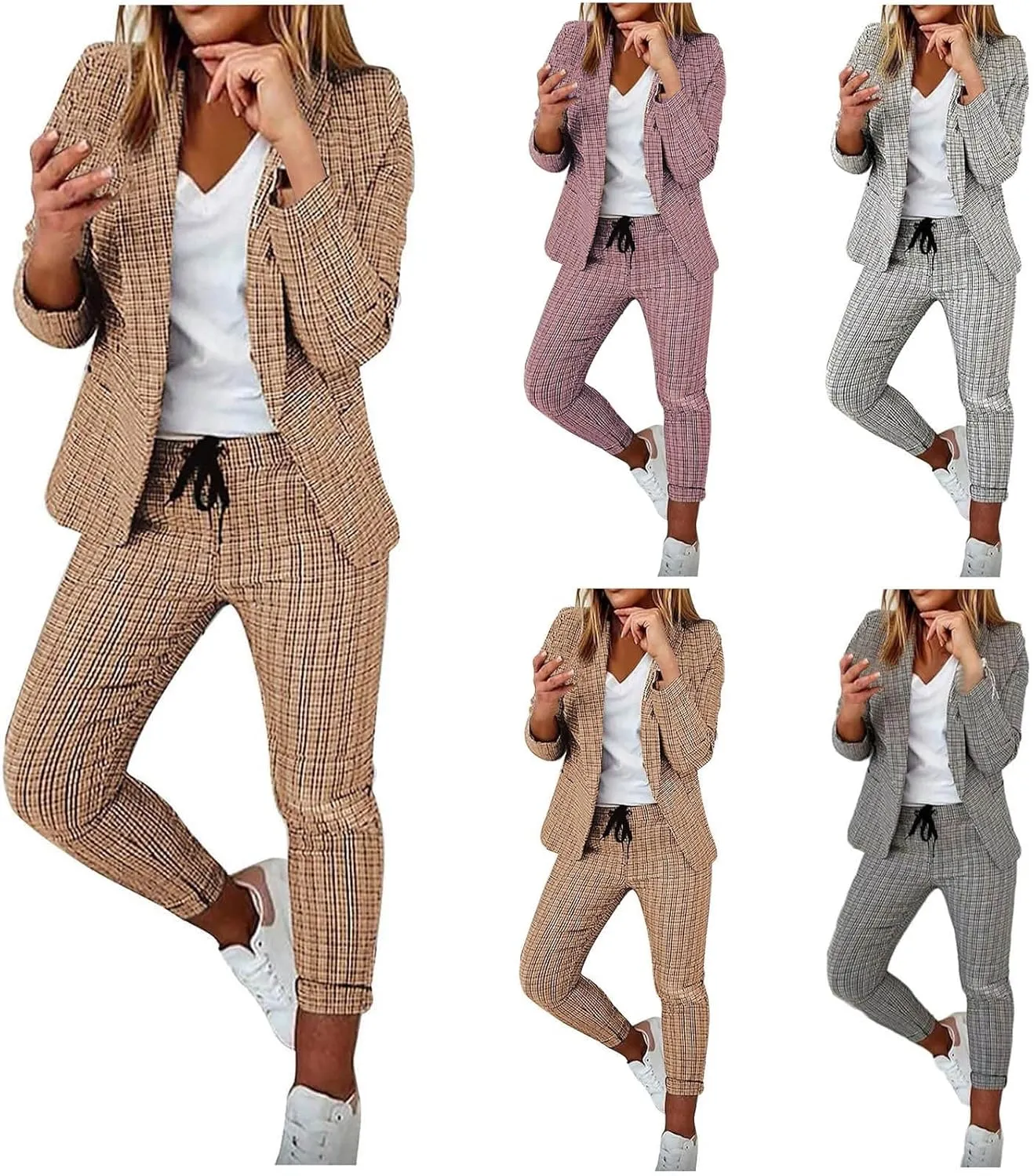 Pants Suits for Women Dressy Business Casual Outfits Blazer Sets Pant Suits 2 Piece Set Work Outfits Office Clothing