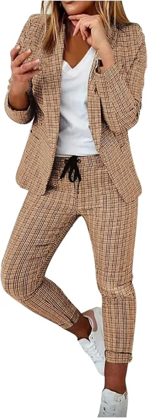 Pants Suits for Women Dressy Business Casual Outfits Blazer Sets Pant Suits 2 Piece Set Work Outfits Office Clothing