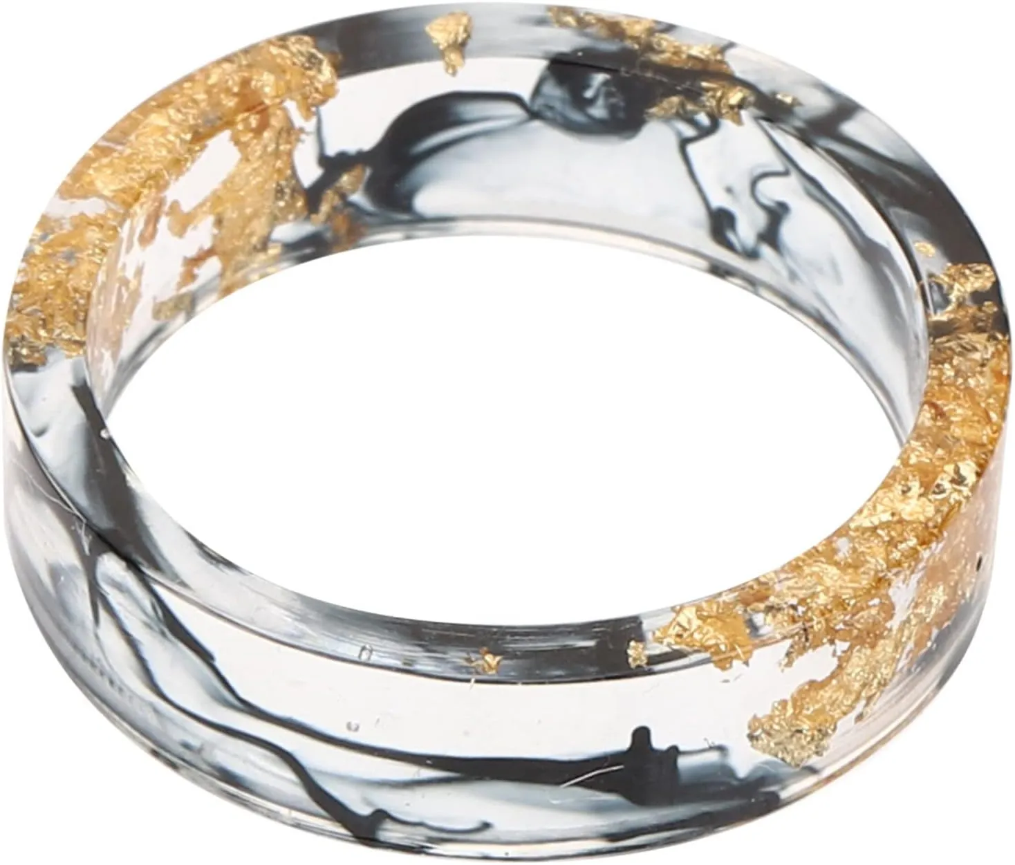PartyKindom Fashionable Resin Flower Ring Stacking Ring for Women Elegant Knuckle Jewelry Gold Foil