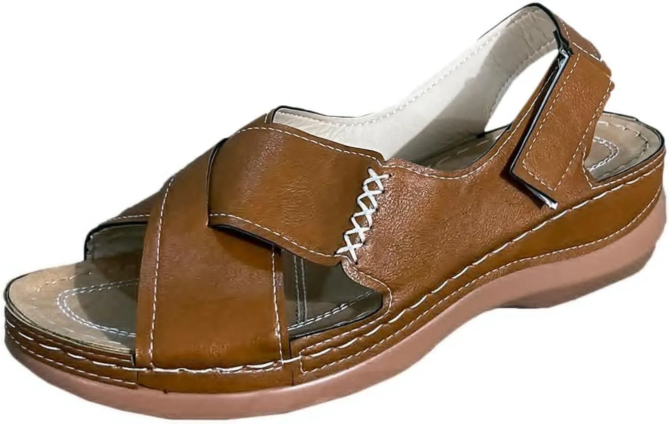 Platform Sandals Women Dressy Wedge Sandals Adjustable Ankle Strap Orthopedic Sandals Casual Summer Sandals Walking Shoes with Arch Support