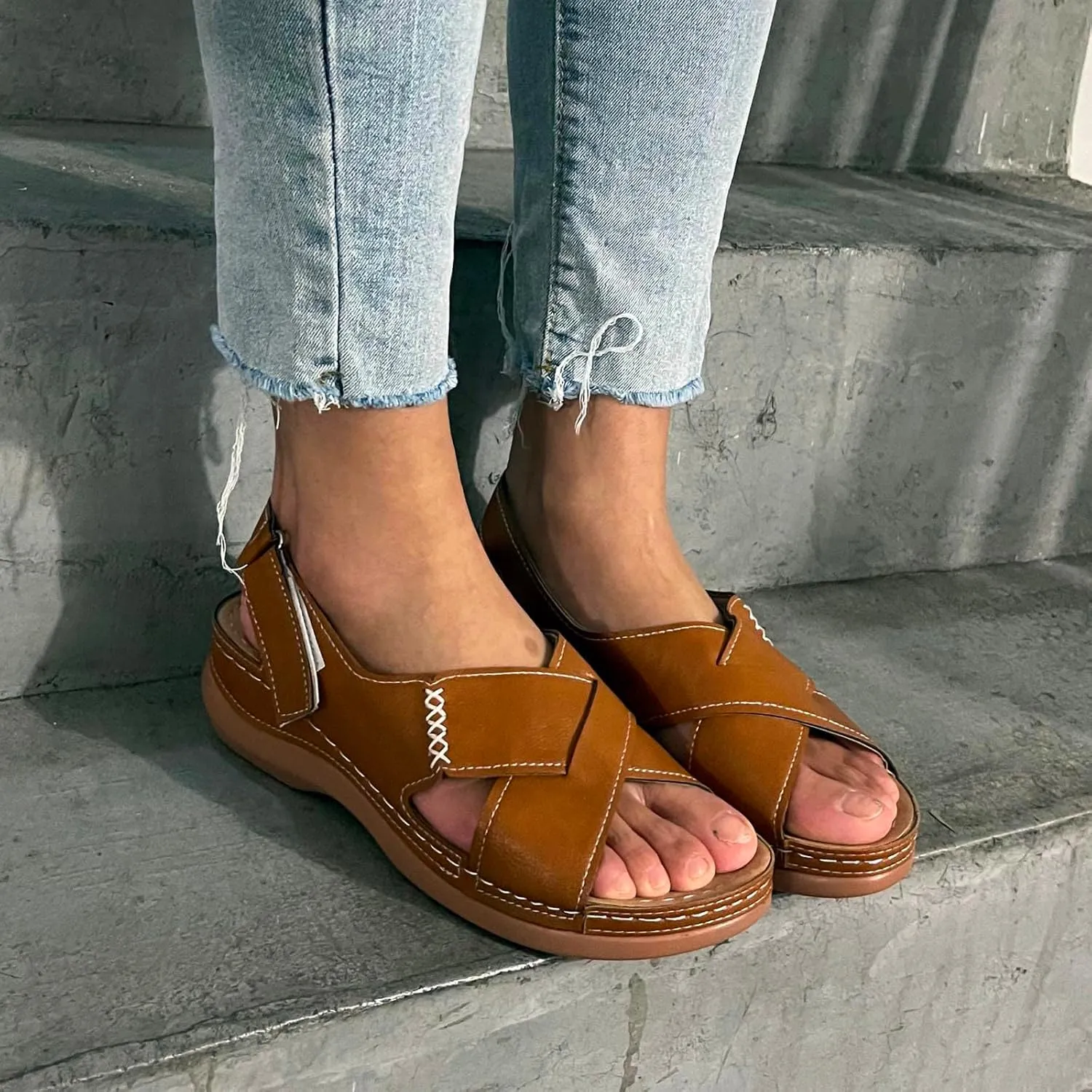 Platform Sandals Women Dressy Wedge Sandals Adjustable Ankle Strap Orthopedic Sandals Casual Summer Sandals Walking Shoes with Arch Support