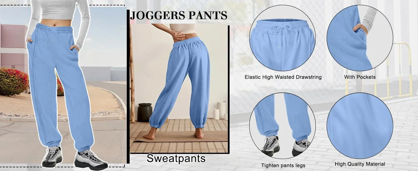 Plus Size Sweatpants for Women Fall Drawstring Jogger Pants Elastic Waist Pants Loose Trousers Comfy with Pocket