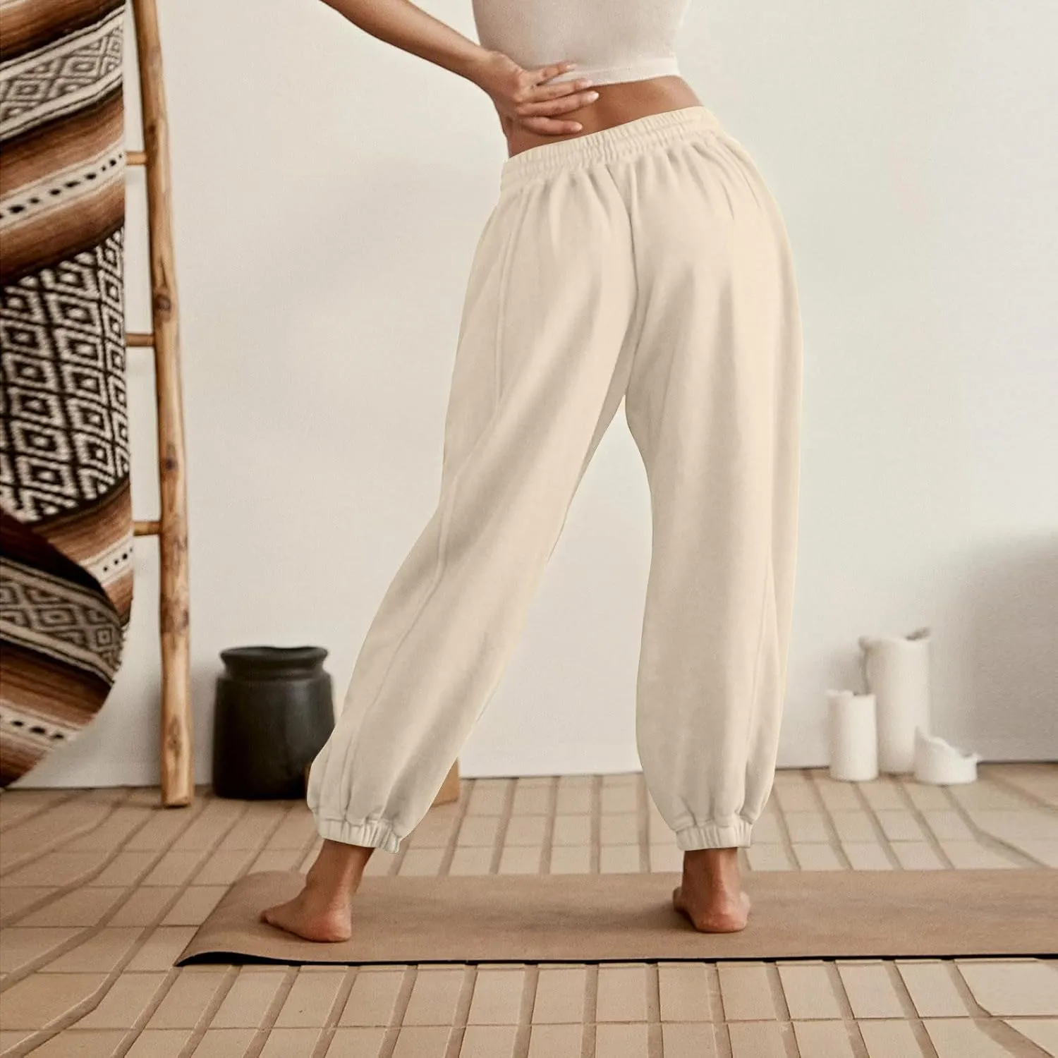 Plus Size Sweatpants for Women Fall Drawstring Jogger Pants Elastic Waist Pants Loose Trousers Comfy with Pocket
