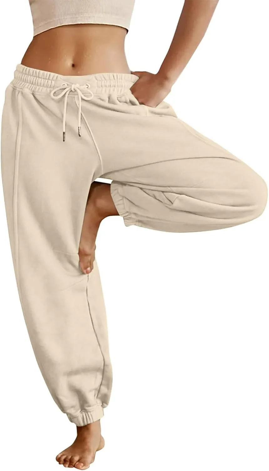 Plus Size Sweatpants for Women Fall Drawstring Jogger Pants Elastic Waist Pants Loose Trousers Comfy with Pocket