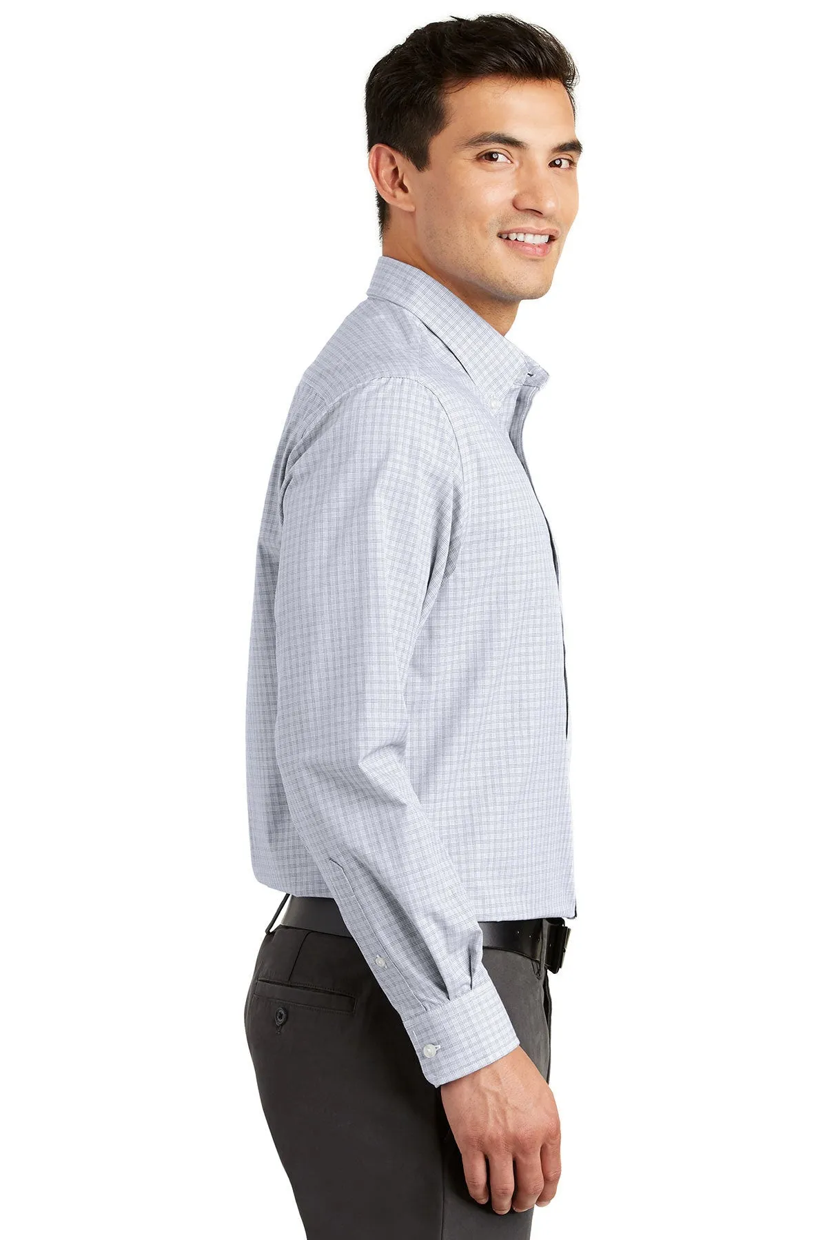 Port Authority Plaid Easy Care Custom Shirts, White