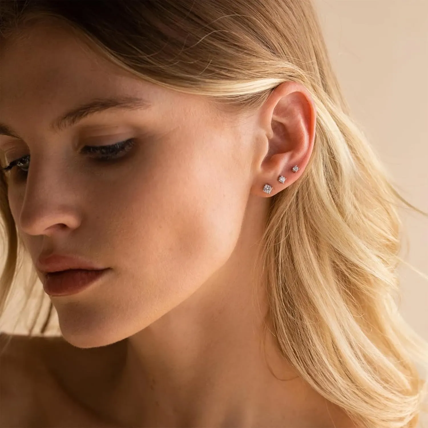 PRETOLE 8 Pairs Sterling Silver Stud Earrings for Women,14K Gold Plated Stud Earrings Set for Women Hypoallergenic Stud Earrings Cubic Zirconia Stud Earrings Small Stud Earrings for Women