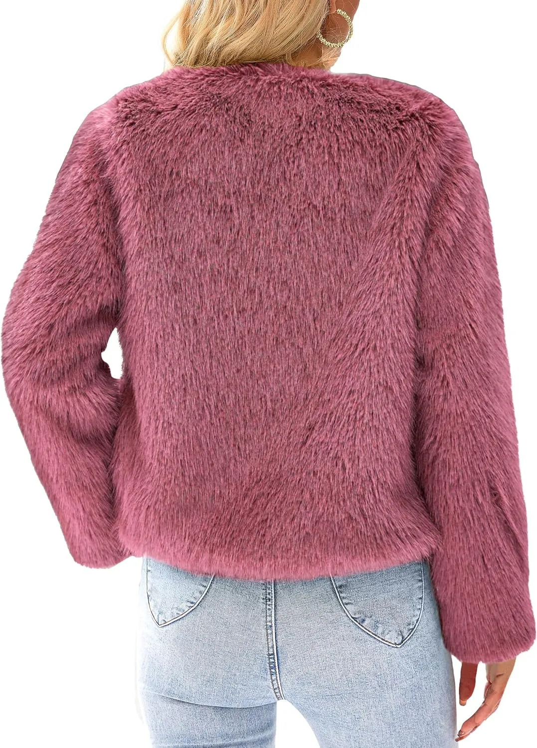 PRETTYGARDEN Women's 2025 Winter Coats Fleece Cropped Jacket Faux Fur Long Sleeve Pockets Shaggy Warm Outerwear Fall Clothes