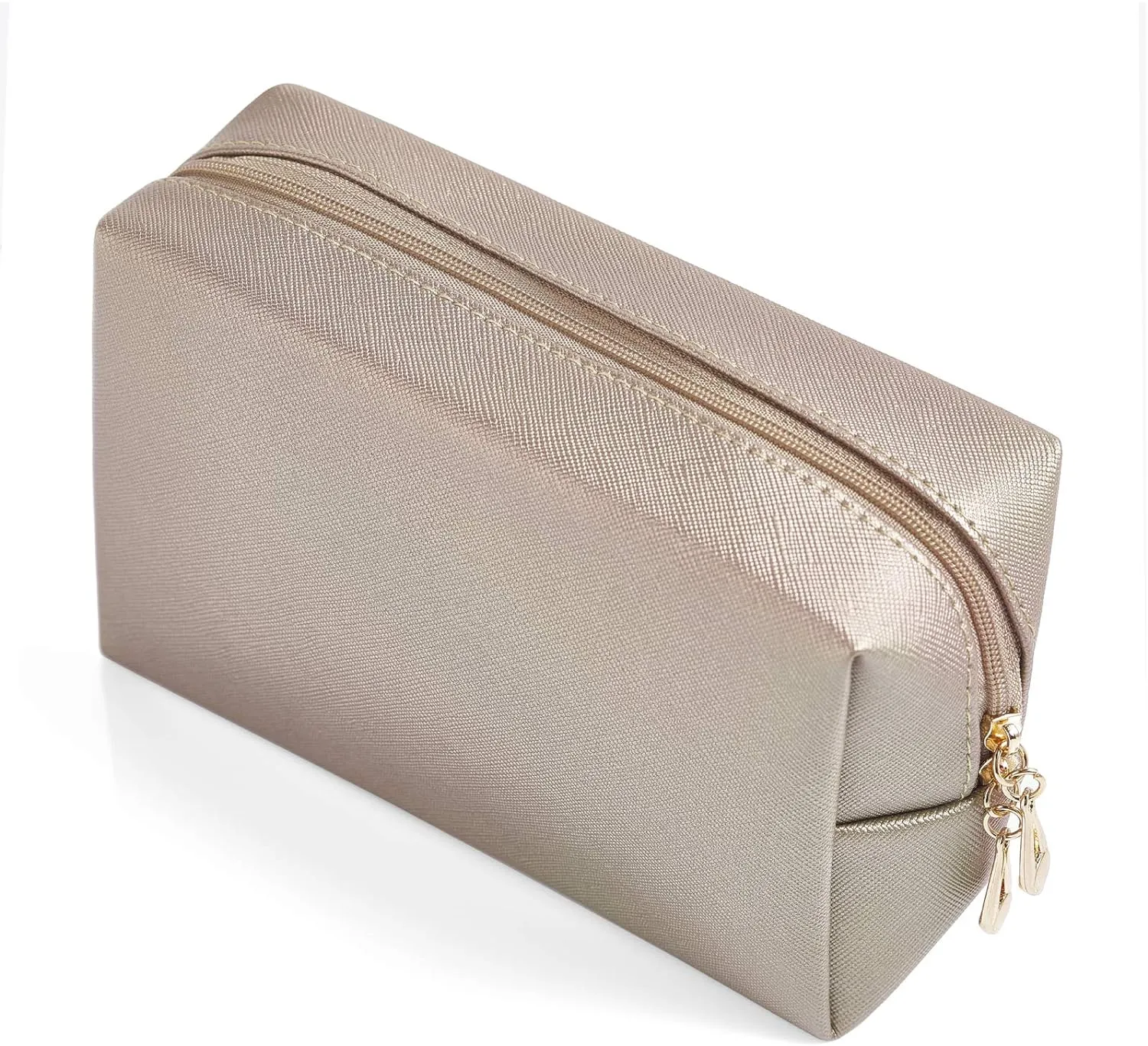 PU Leather Cosmetic Bag for Women Minimalism Makeup Bag for Daily Use Portable Storage Purse Small Neat Cosmetic Pouch Water-resistant Toiletry Bag for Travel (Coffee)