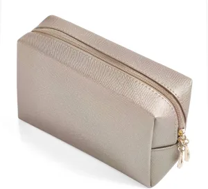 PU Leather Cosmetic Bag for Women Minimalism Makeup Bag for Daily Use Portable Storage Purse Small Neat Cosmetic Pouch Water-resistant Toiletry Bag for Travel (Coffee)