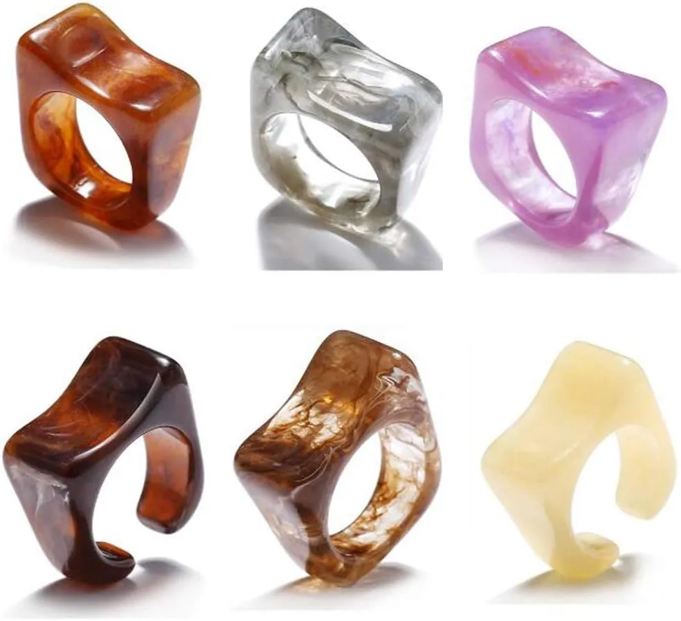 Retro Irregular Hollow Acetate Transparent Ring Knuckle Finger Stackable Joint Ring