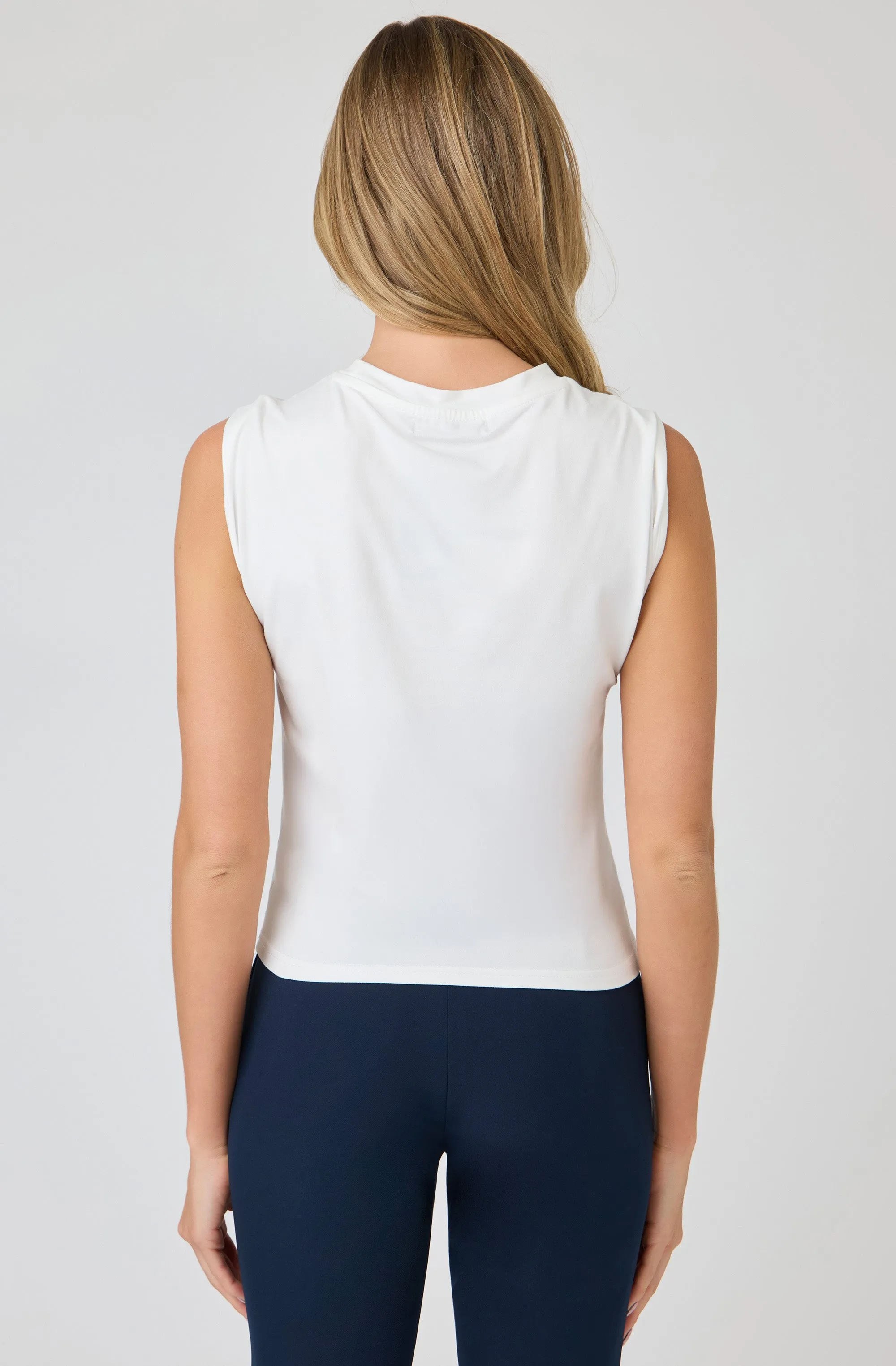 Rhinestone Buttons Sleeveless Top