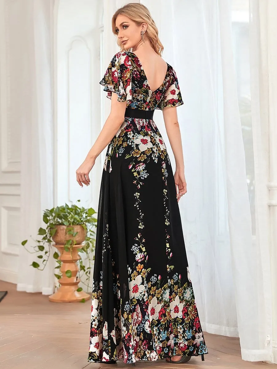 Robe de soirée longue bohème chic en mousseline de soie