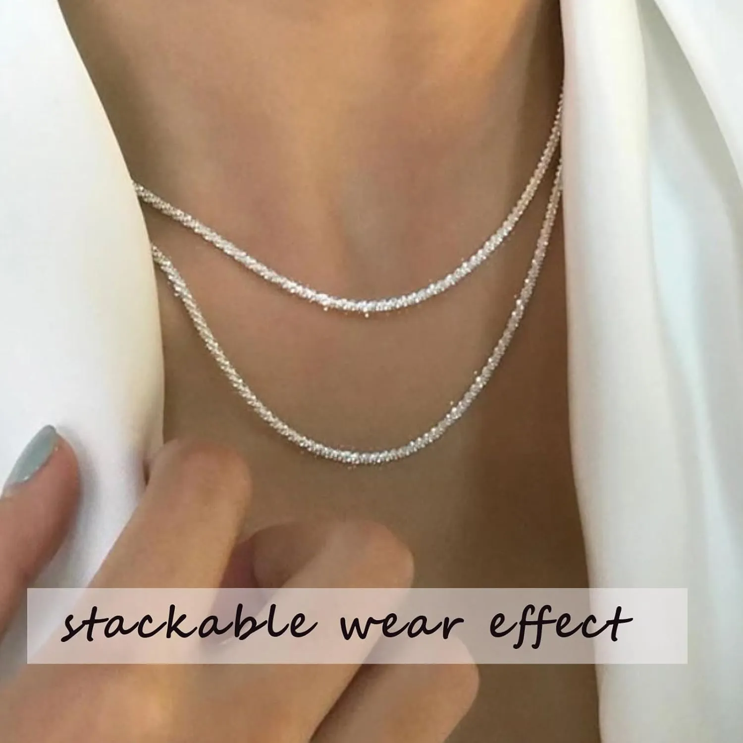 Ronglry Rhinestone Choker Necklace for Women Silver Diamond Choker Necklaces for Women Sparkly Crystal Rhinestone Necklace for Women Silver Chokers for Women Party Prom Wedding Jewelry Accessories