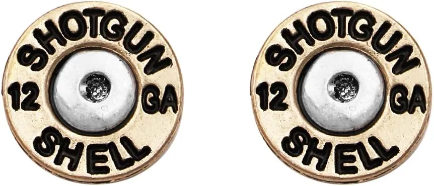 Rosemarie & Jubalee Women's 12 Gauge Shotgun Shell Spent Bullet Hypoallergenic Post Back Stud Earrings