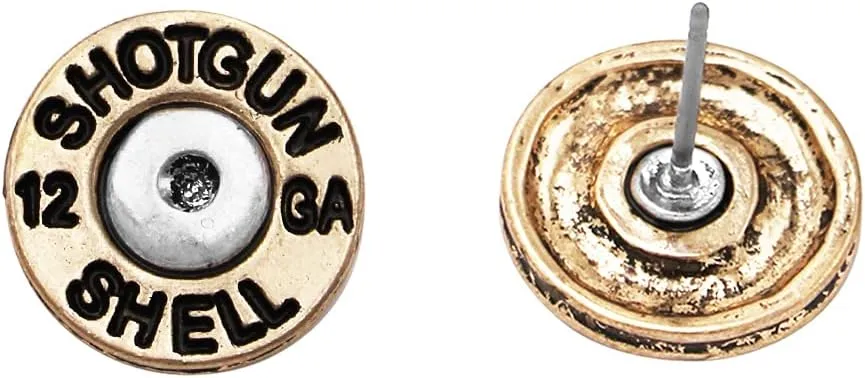 Rosemarie & Jubalee Women's 12 Gauge Shotgun Shell Spent Bullet Hypoallergenic Post Back Stud Earrings