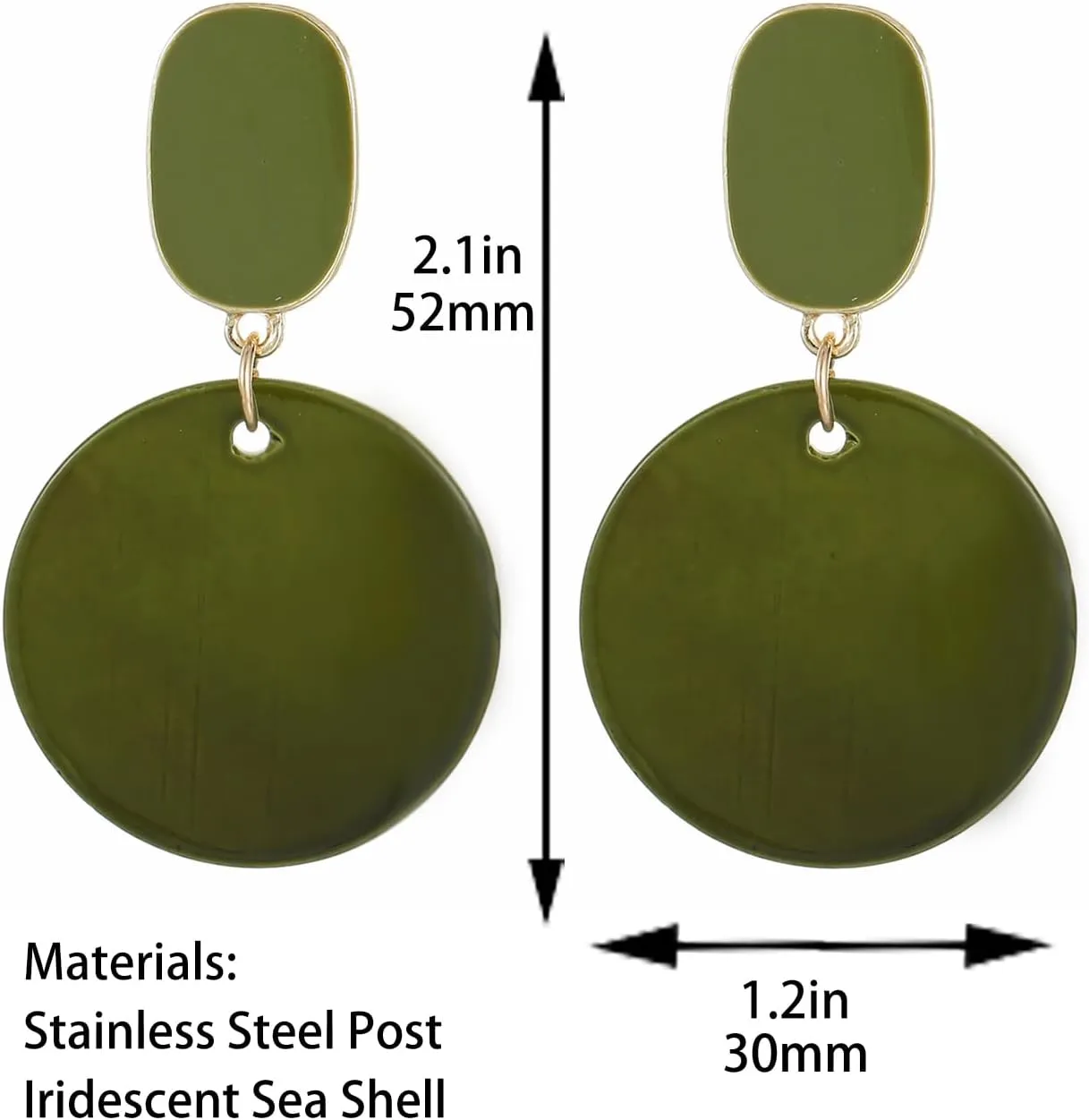 Round Circle Sea Shell Drop Earrings for Women Bohemian Statement Hypoallergenic Stud Dangle Earrings