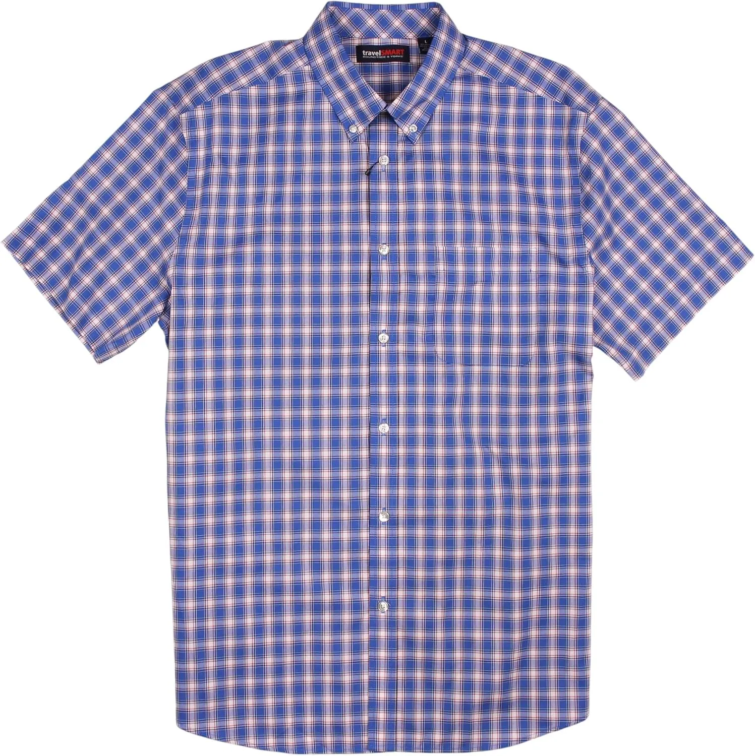 Roundtree & Yorke TravelSMART Men's Big and Tall Short Sleeve Button-Down Shirt Wrinkle Resistant Non-Iron Easy-Care