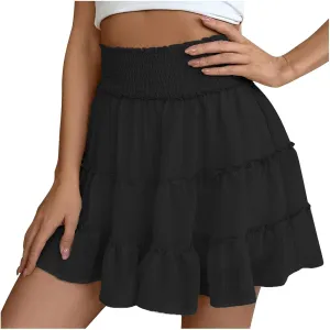 Ruffle Shorts for Women Elastic High Waisted Casual Summer Shorts