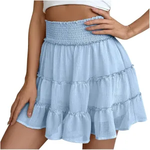 Ruffle Shorts for Women Elastic High Waisted Casual Summer Shorts
