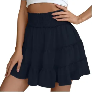 Ruffle Shorts for Women Elastic High Waisted Casual Summer Shorts