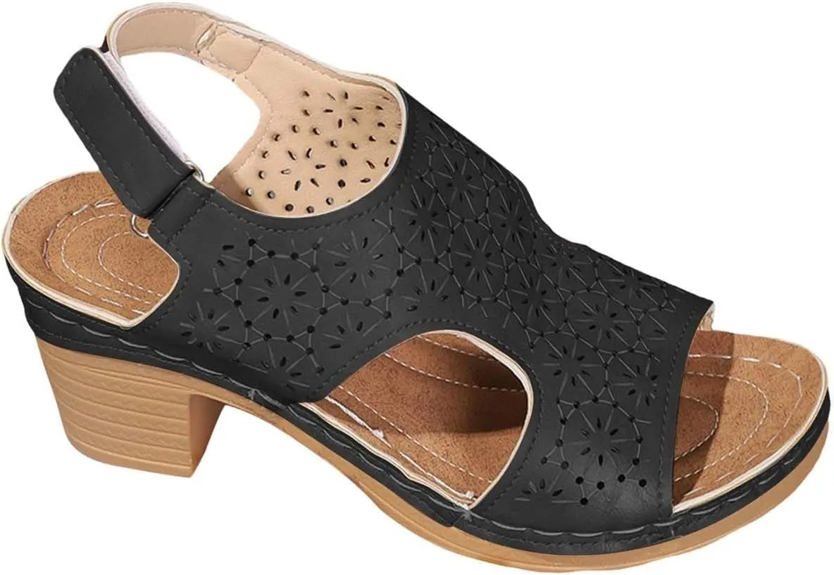 Sandals for Womens Open Toe Ankle Strap Low Block Chunky Heels Sandals Comfortable Summer Casual Slip On Slide Sandal Mules Shoes