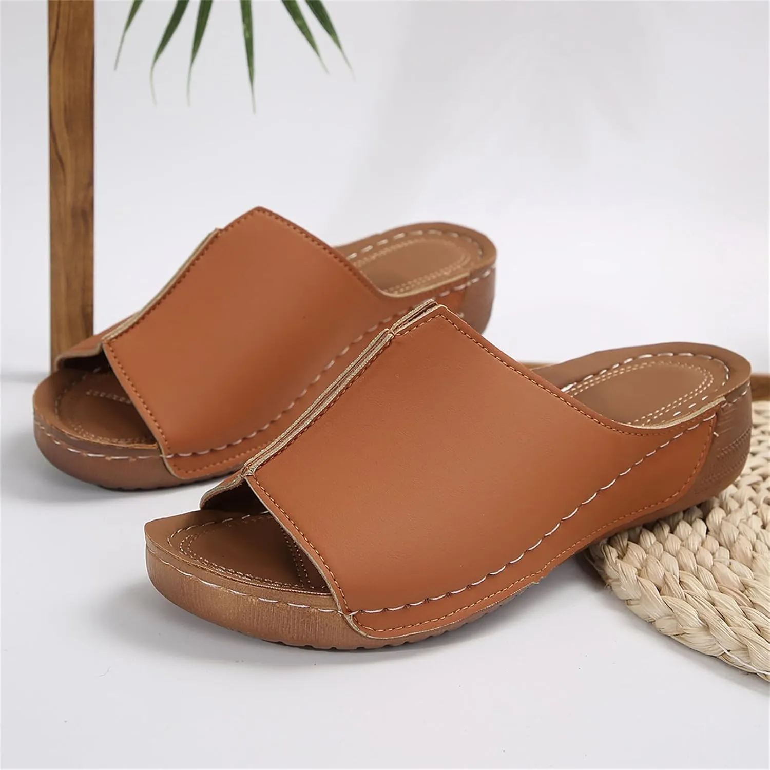 Sandals Women Comfortable Dressy Wedge Sandals Orthopedic Slippers Slip On Casual Summer Walking Beach Orthotic Flip Flops