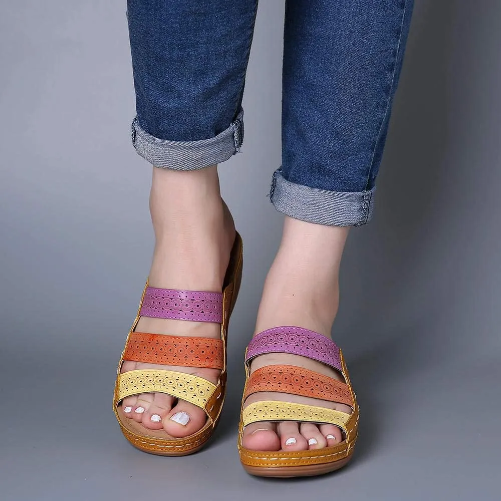 Sandals Women Comfortable Dressy Wedge Sandals Summer Orthopedic Slippers Arch Support Orthotic Slides for Plantar Fasciitis