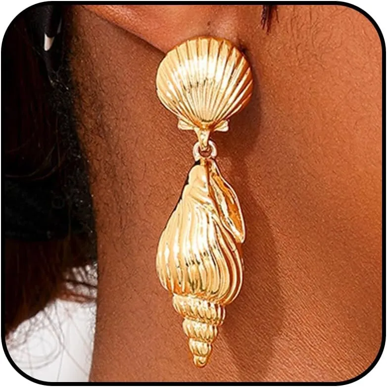 Shell Earrings for Women Seashell Stud Earrings Dangle Gold Ocean Earrings Summer Beach Beach Vacation Essentials