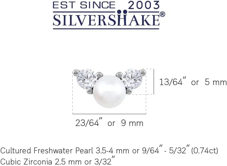 Silvershake Petite 3.5 to 4MM Cultured Freshwater Pearl White Gold Plated or Yellow Gold Plated 925 Sterling Silver Minimalist Trendy Chic Stud Earrings Jewelry for Women