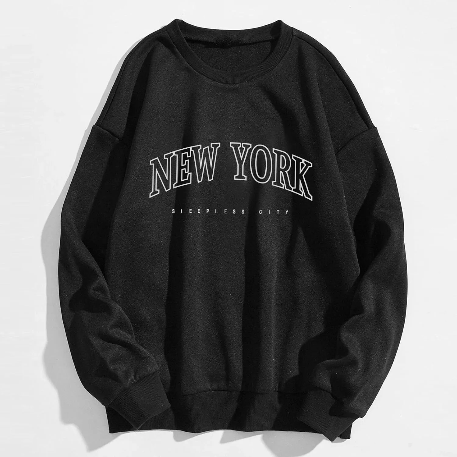 Sleepless City New York Graphic Womens Crewneck Sweatshirt Comfortable Casual Soft Oversized Top Pullover