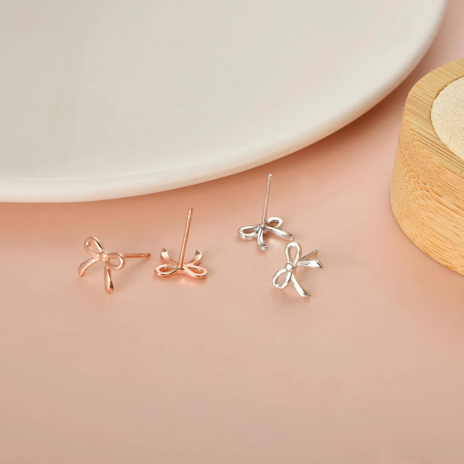 Small Bow Earrings for Women Cute Silver Gold Stud Earrings Simple Minimalist Small Dainty Earrings