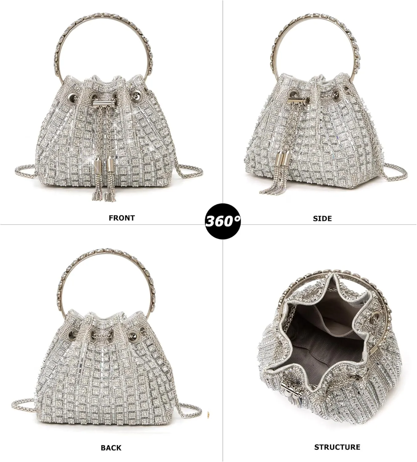 Sparkly Diamond Evening Bag Clutch Purses for Women Rhinestone Purse Glitter Handbag for Party Prom Cocktail Wedding