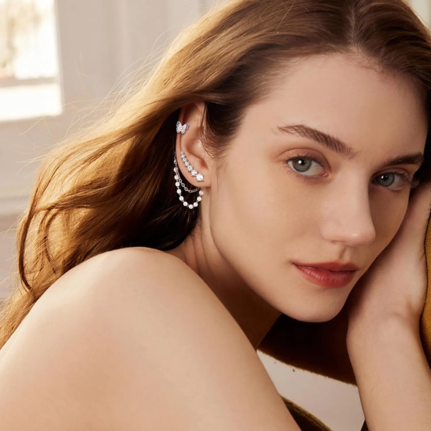 Stainless Steel Stud Earrings For Women Men 20G Cartilage Earrings Set Flat Back Earrings CZ Stud Earrings Small Hoop Earring Chain Dangle Cartilage Helix Tragus Piercing Jewelry