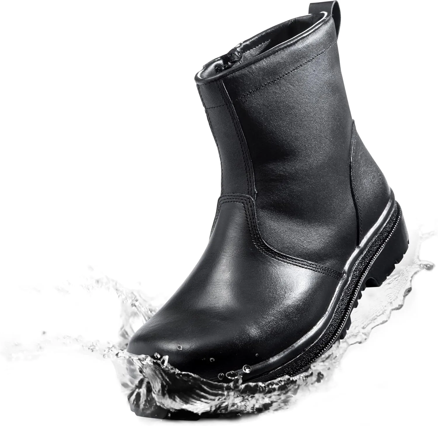 Steel Toe Work Boots, Chelsea Boots, Industrial & Construction Safety Shoes, Oil Resistant Outsole, Steel Plate Side Zip, for Men& Women, 7.5 Inch