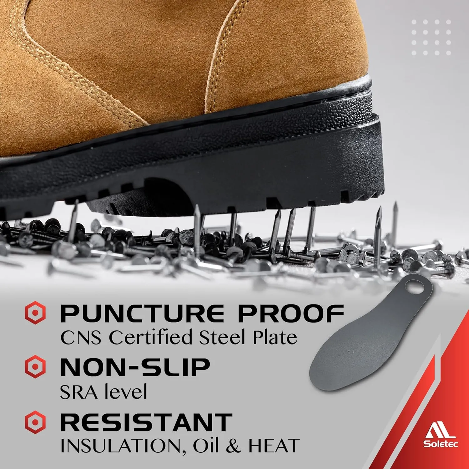 Steel Toe Work Boots, Chelsea Boots, Industrial & Construction Safety Shoes, Oil Resistant Outsole, Steel Plate Side Zip, for Men& Women, 7.5 Inch