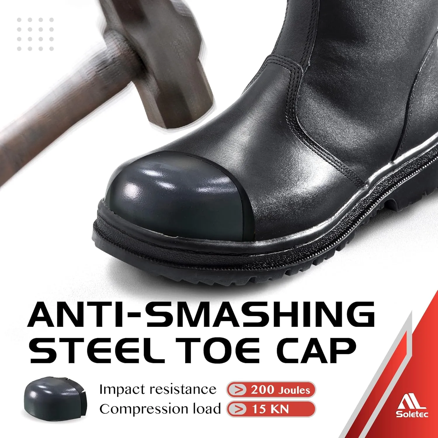 Steel Toe Work Boots, Chelsea Boots, Industrial & Construction Safety Shoes, Oil Resistant Outsole, Steel Plate Side Zip, for Men& Women, 7.5 Inch