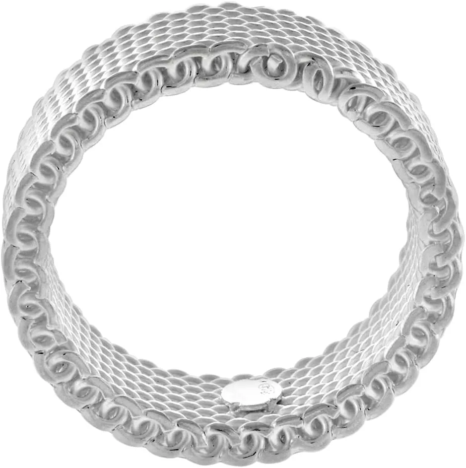 Sterling Silver Heavy Mesh Ring Unisex 5/16 inch Wide, Sizes 5-11