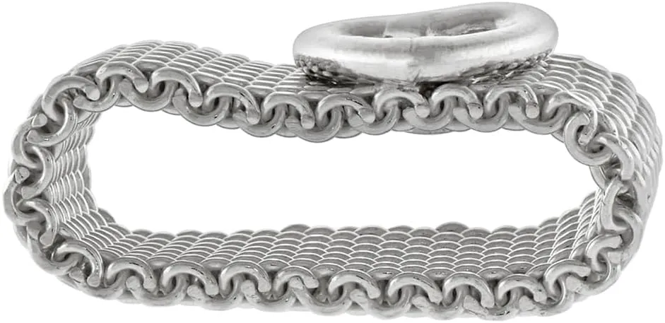 Sterling Silver Heavy Mesh Ring w/Heart Handmade 5/16 inch wide, sizes 5-11