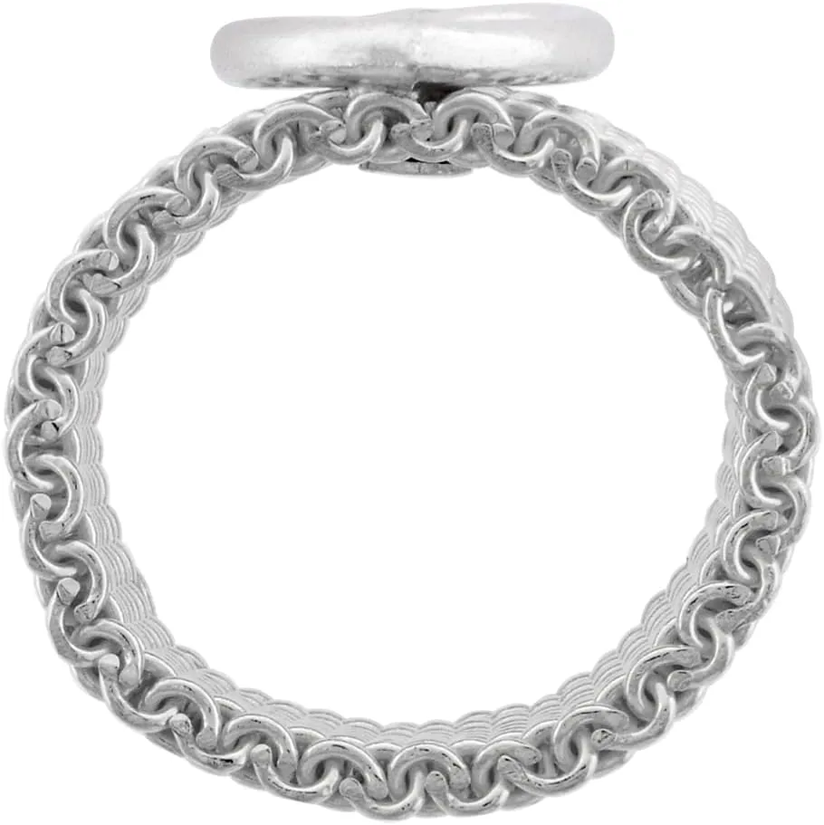 Sterling Silver Heavy Mesh Ring w/Heart Handmade 5/16 inch wide, sizes 5-11