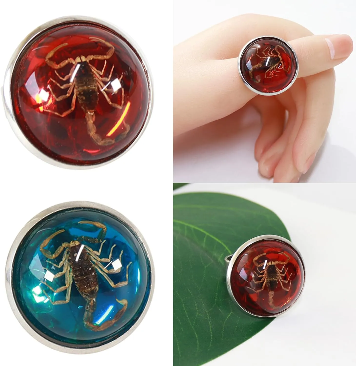 Stylish Round Scorpion Rings Adjsuatble Opening Rings Resin Statement Unique Finger Jewellery Trendy Couple Gift