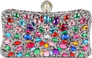 SUKUTU Women Rhinestone Evening Bag MultiColored Dazzling Crystal Clutch Bag Party Bridal Wedding Cocktail Handbag