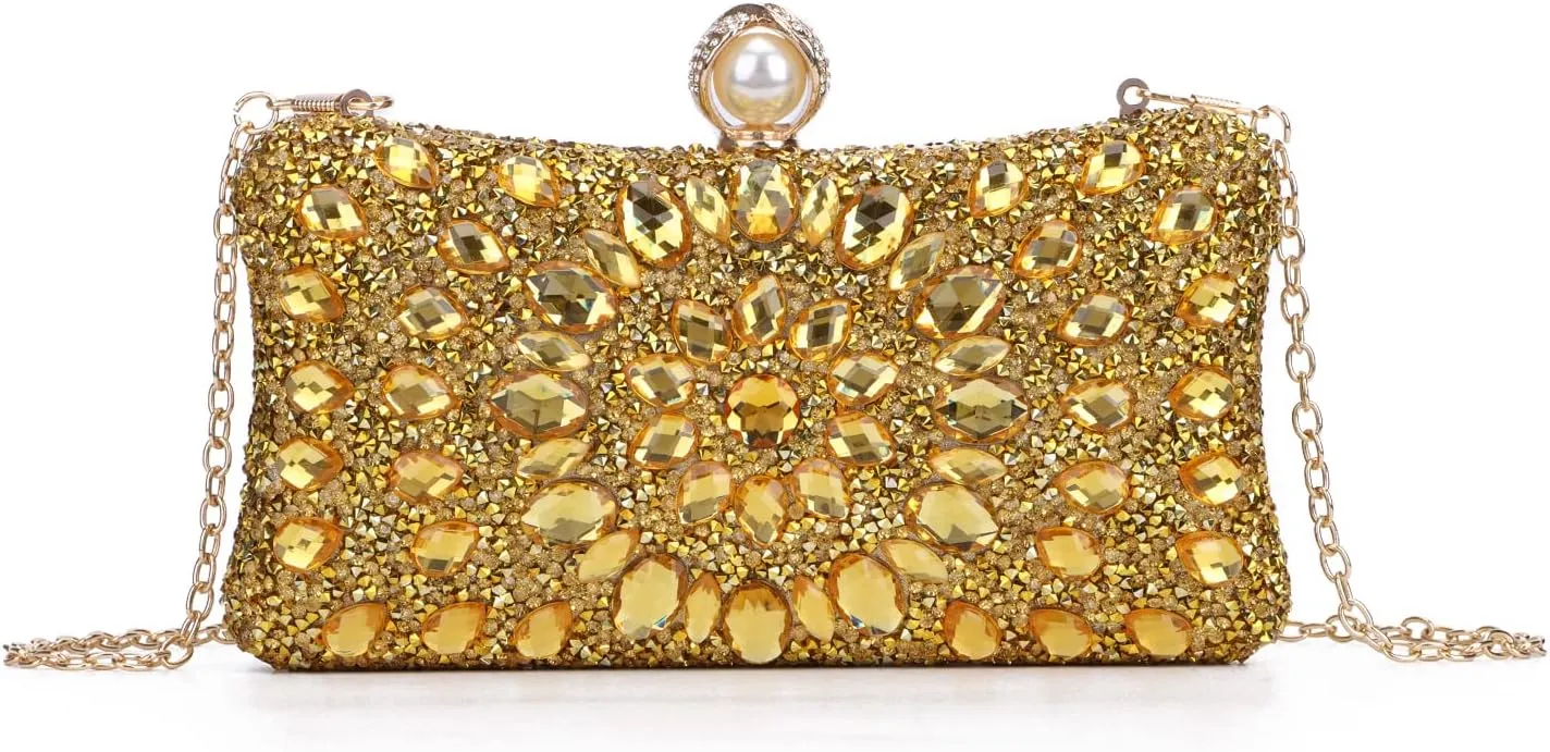 SUKUTU Women Rhinestone Evening Bag MultiColored Dazzling Crystal Clutch Bag Party Bridal Wedding Cocktail Handbag