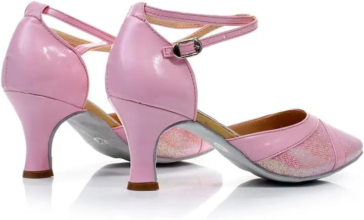 SWDZM Women's Ballroom Dance Shoes Closed Toe Sequins Latin Salsa Tango Party Practice Performance Dance Shoes,