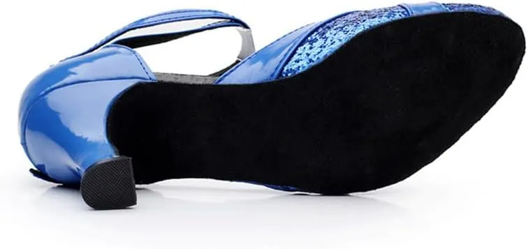 SWDZM Women's Ballroom Dance Shoes Closed Toe Sequins Latin Salsa Tango Party Practice Performance Dance Shoes,