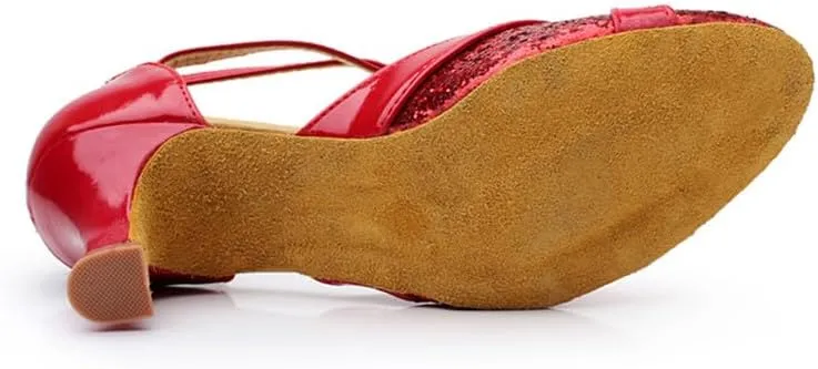 SWDZM Women's Ballroom Dance Shoes Closed Toe Sequins Latin Salsa Tango Party Practice Performance Dance Shoes,