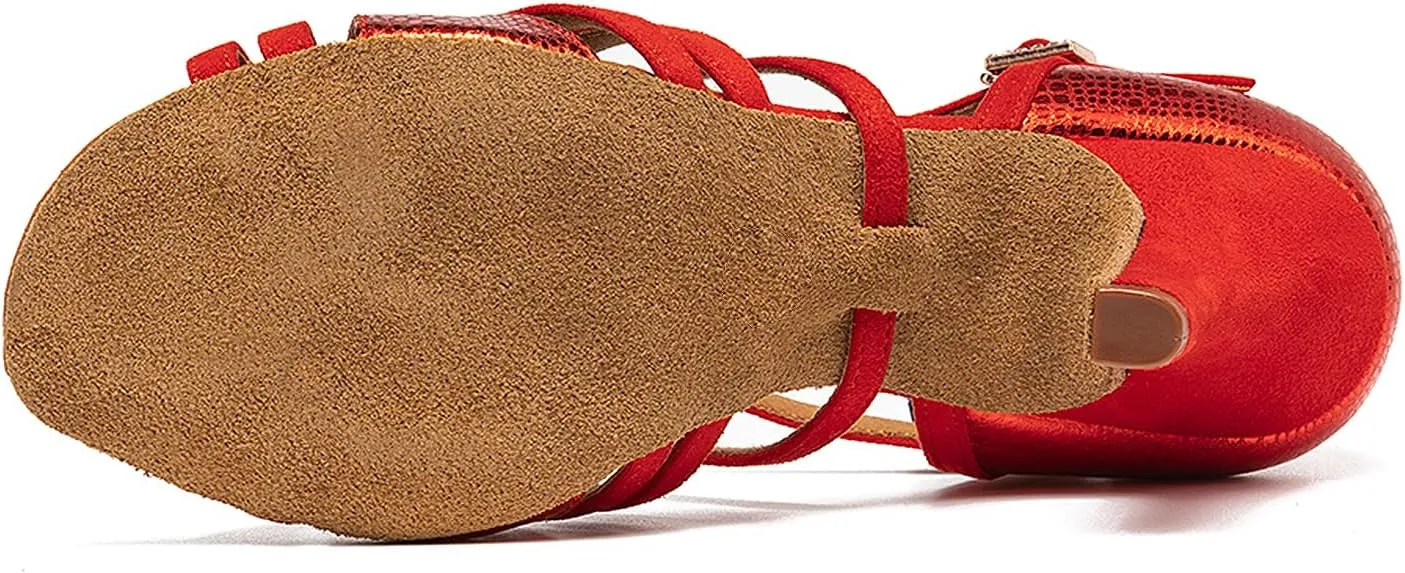 SWDZM Womens Latin Dance Shoes Open Toe Ballroom Salsa Performance Practice Dance Shoes