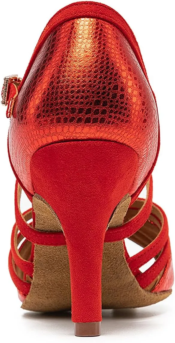 SWDZM Womens Latin Dance Shoes Open Toe Ballroom Salsa Performance Practice Dance Shoes