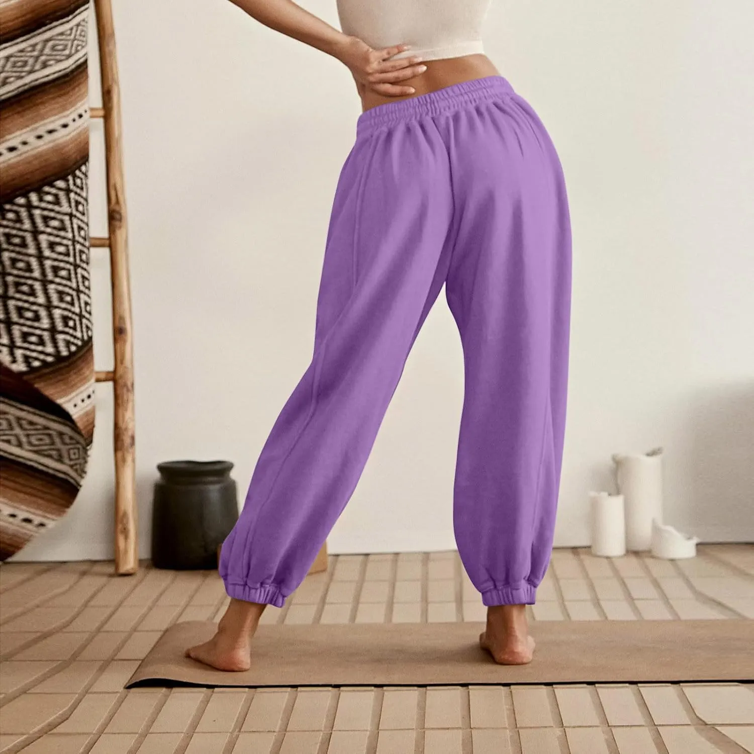 Sweatpants for Women Gym Fall Workout Jogger Pants High Waist Drawstring Athletic Trousers Pants Long with Pocket