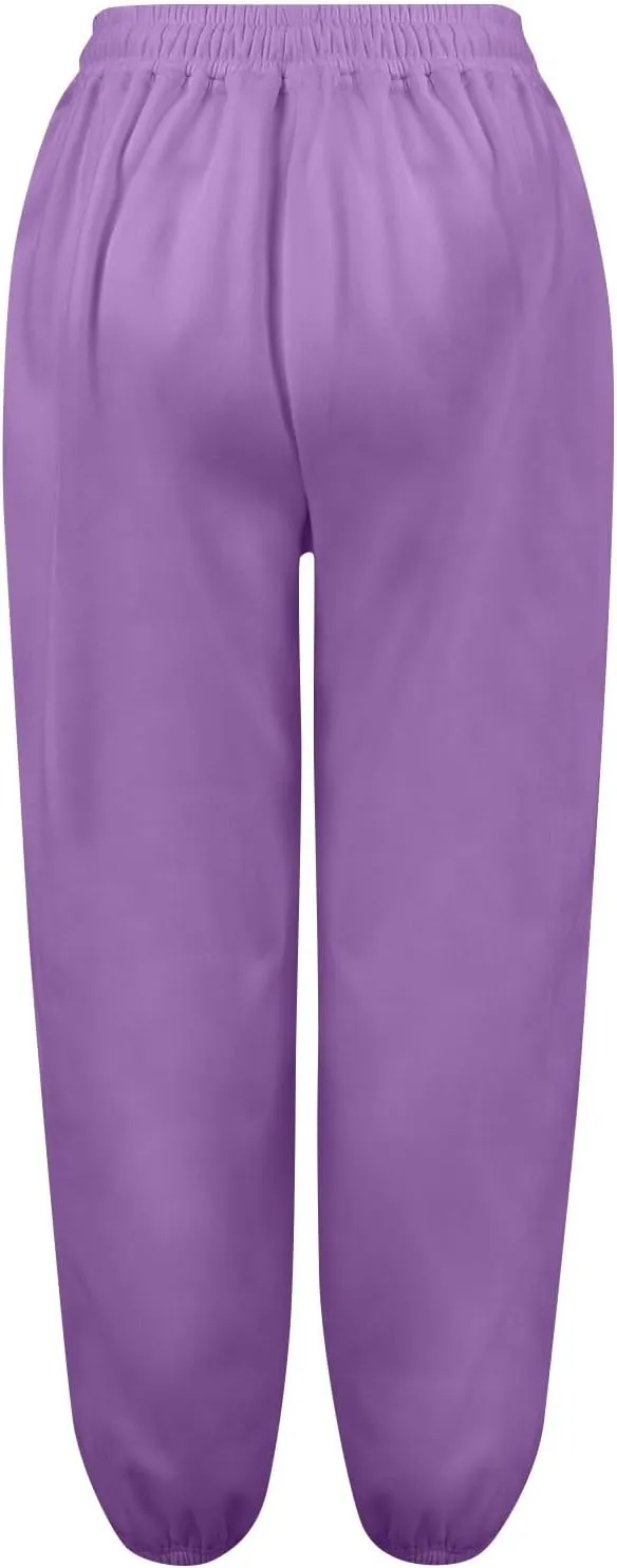 Sweatpants for Women Gym Fall Workout Jogger Pants High Waist Drawstring Athletic Trousers Pants Long with Pocket